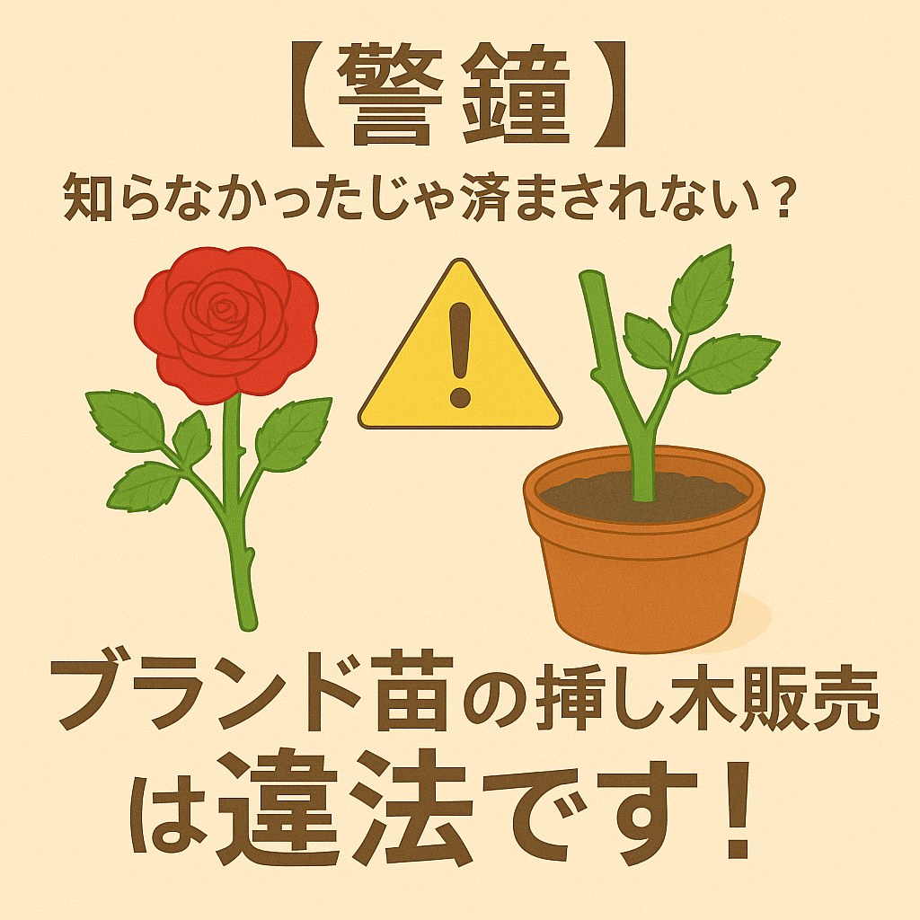 警鐘】知らなかったじゃ済まされない？メルカリでのブランド苗の挿し木販売は違法です！ | バラの挿し木マスターガイド｜育てるよろこび、咲かせる未来へ